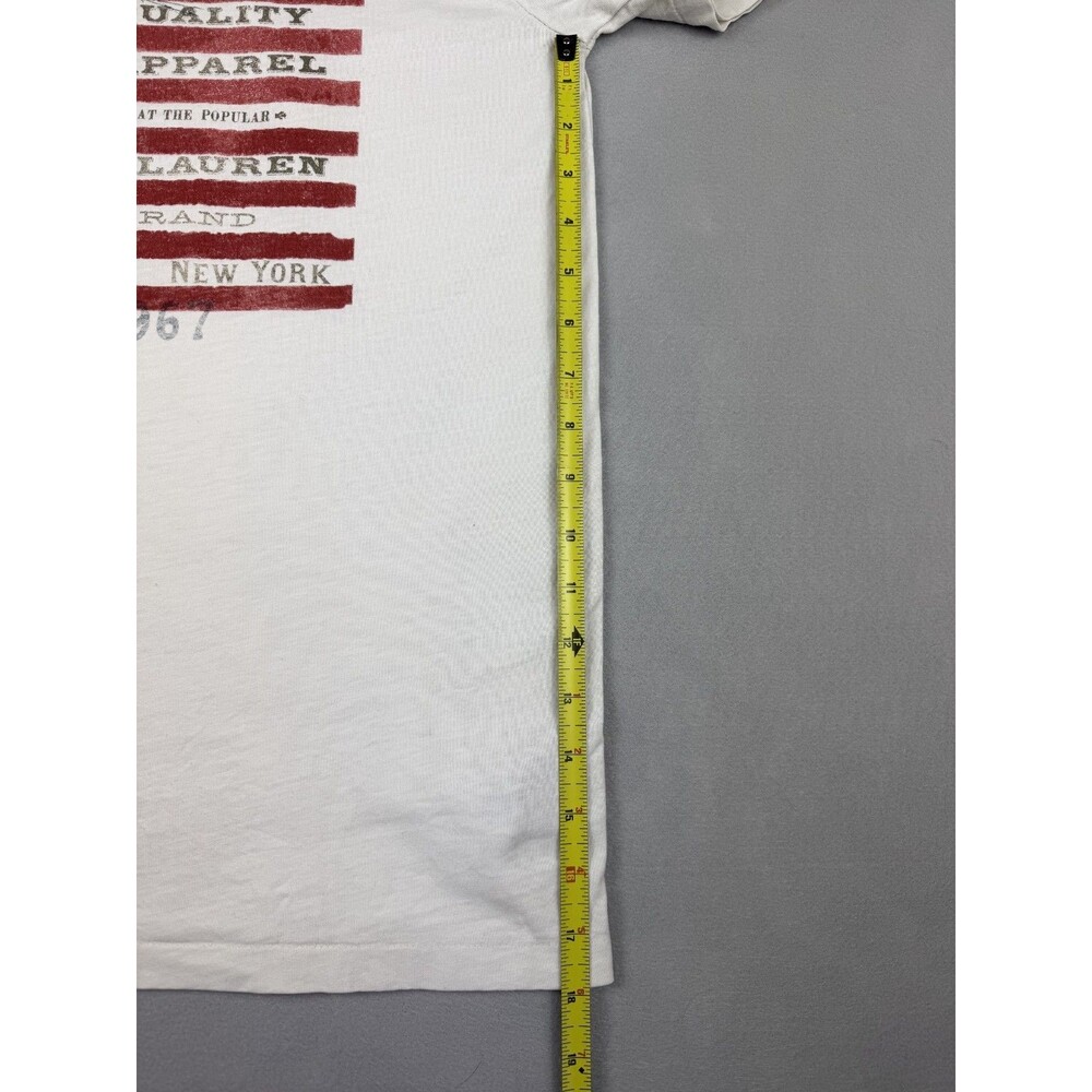 Polo Ralph Lauren Women's M Distressed American Flag Graphic T-Shirt Cream USA - Picture 6 of 8